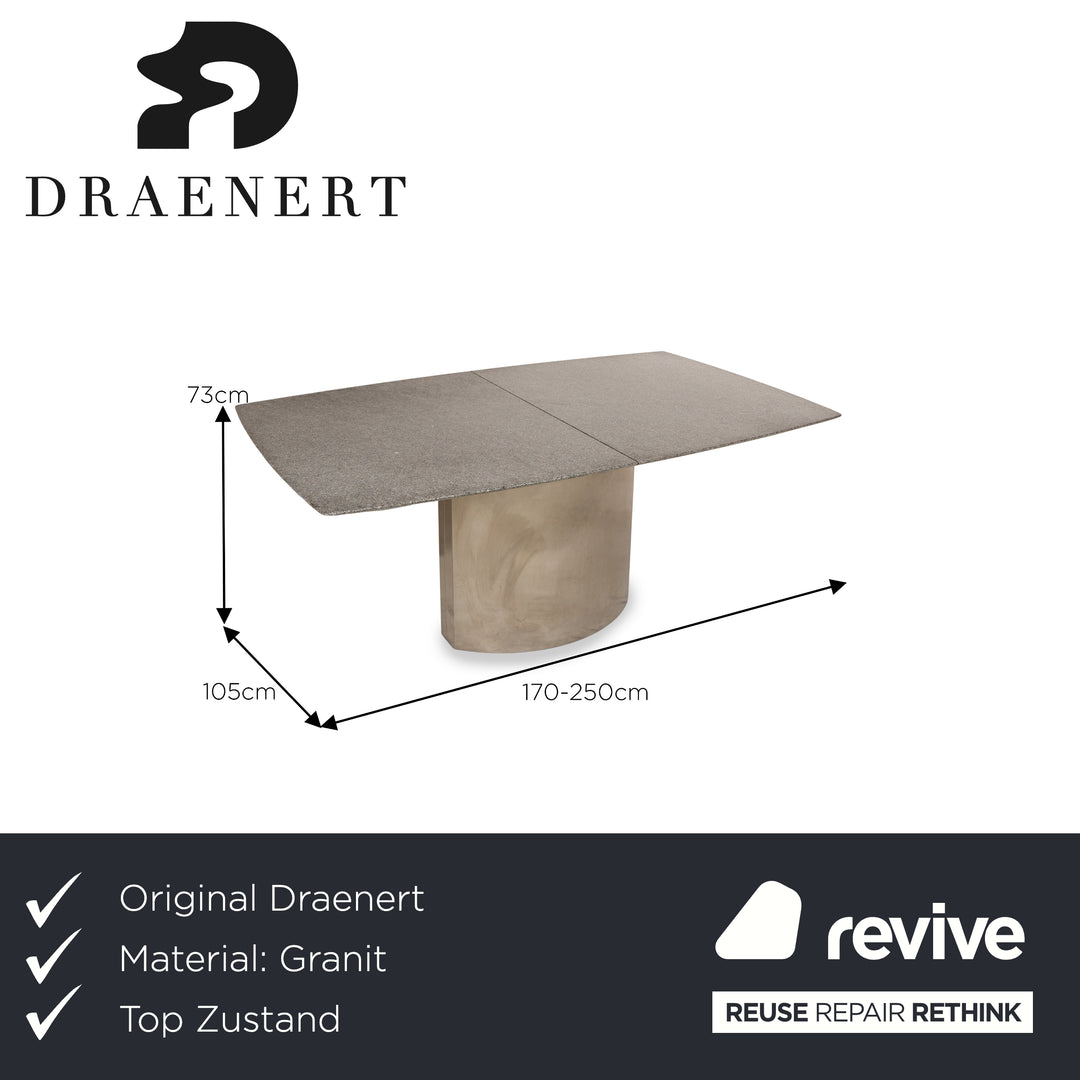 Draenert Adler 1224 Stein Esstisch Grau Granit manuelle Ausziehfunktion 170-250 x 105 x 73 cm