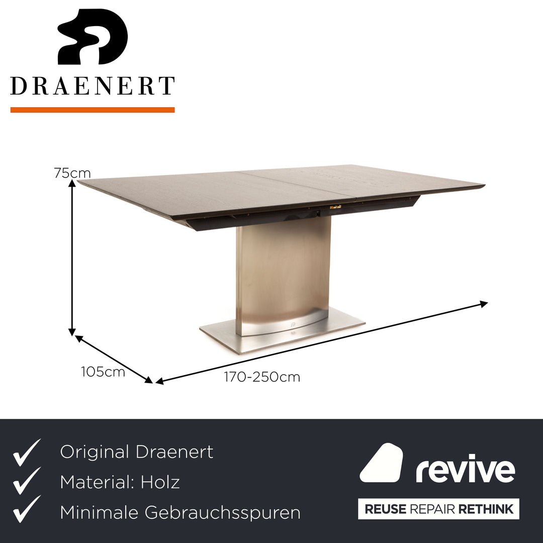 Draenert Adler 2 wooden dining table black bog oak manual function 170/250 x 75 x 105 cm