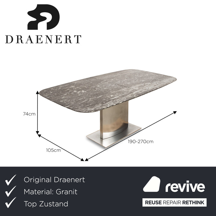 Draenert Adler 2 No. 1224 Granite Dining Table Grey Extendable 190-270 x 105 x 74 cm