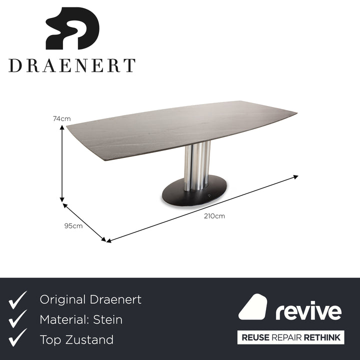 Draenert Adler II N° 1224 Table à manger en pierre Gris Salle à manger 210 x 95 x 74 cm