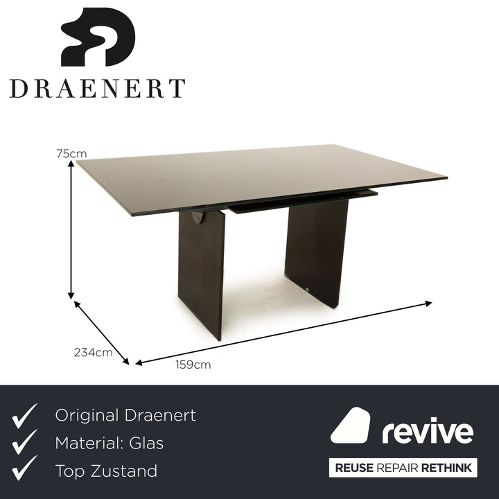 Draenert Atlas II glass dining table black extendable 159/234 x 75 x 92