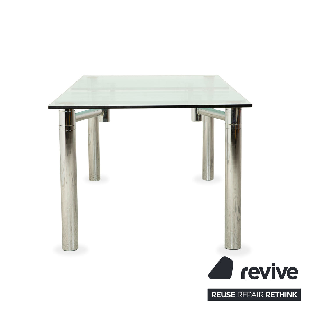 Table de salle à manger Draenert Casanova en verre chromé argenté, fonction extensible manuellement