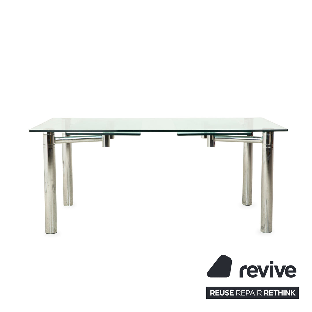 Table de salle à manger Draenert Casanova en verre chromé argenté, fonction extensible manuellement