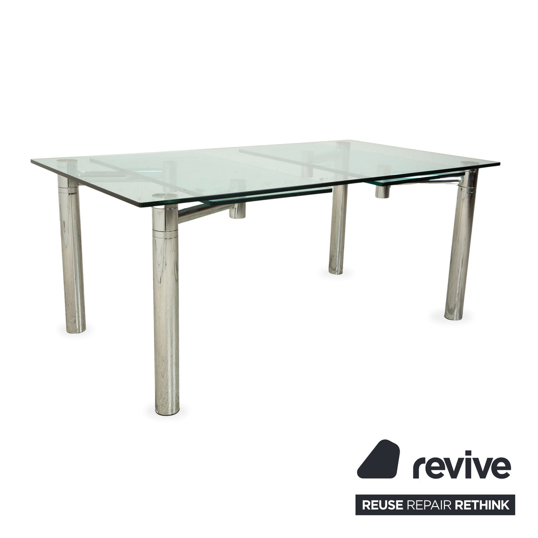 Draenert Casanova glass chrome silver dining table, manual extendable function