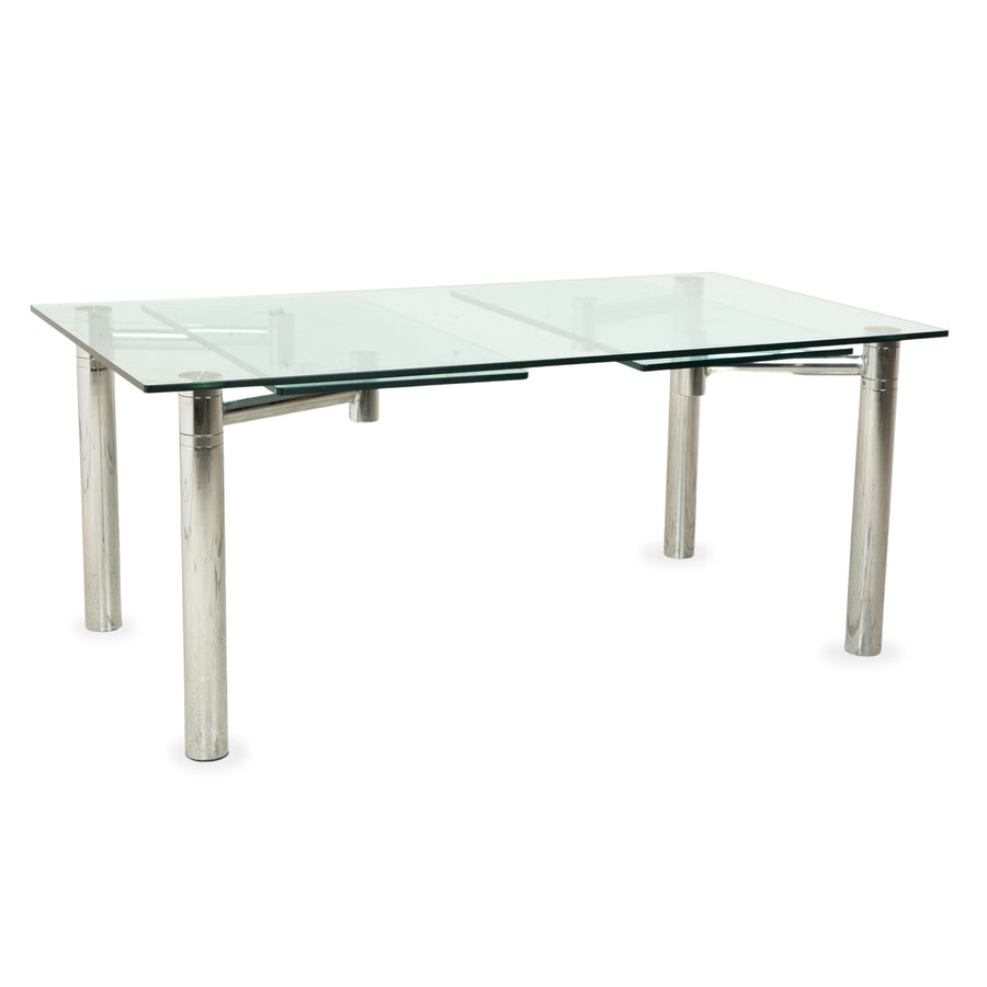 Table de salle à manger Draenert Casanova en verre chromé argenté, fonction extensible manuellement