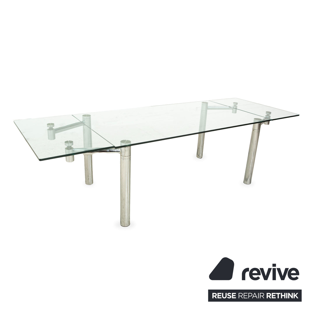 Table de salle à manger Draenert Casanova en verre chromé argenté, fonction extensible manuellement