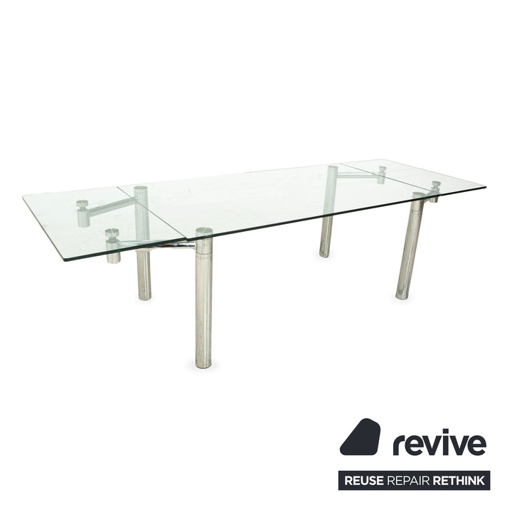 Table de salle à manger Draenert Casanova en verre chromé argenté, fonction extensible manuellement