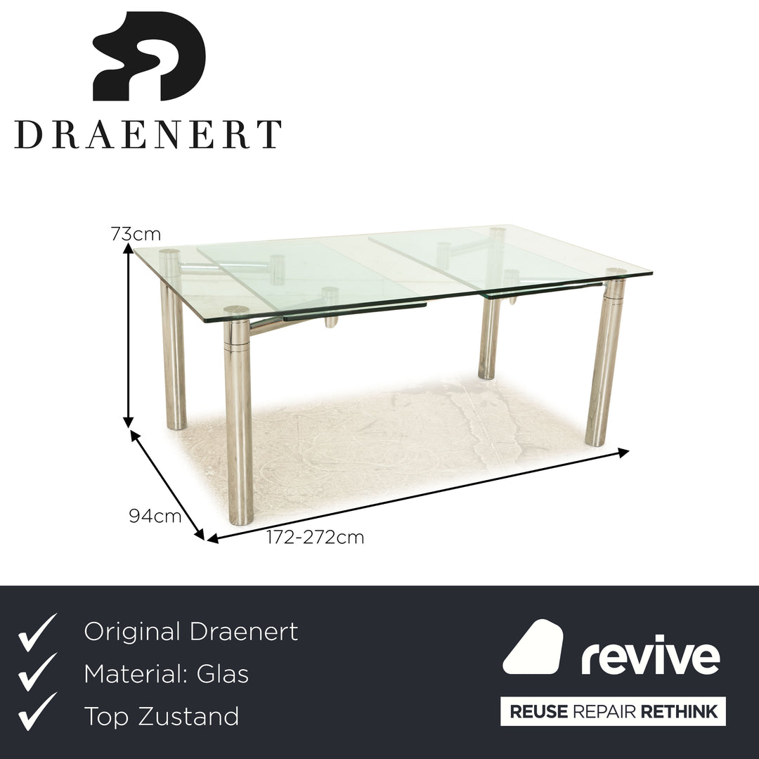 Draenert Casanova glass dining table silver pull-out function