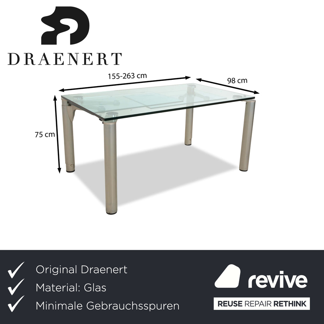 Draenert Casanova table à manger en verre argent fonction extensible