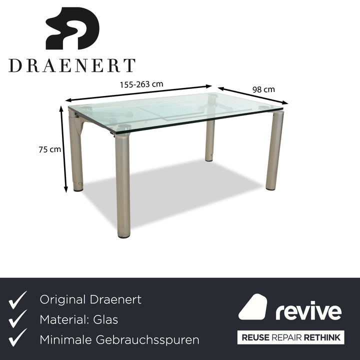 Draenert Casanova table à manger en verre argent fonction extensible