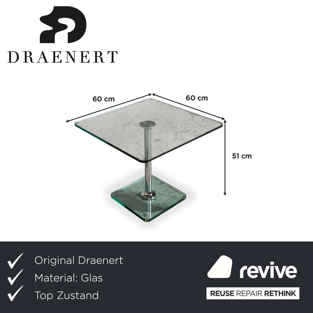 Draenert Glas Couchtisch Chrom 60 x 60 cm