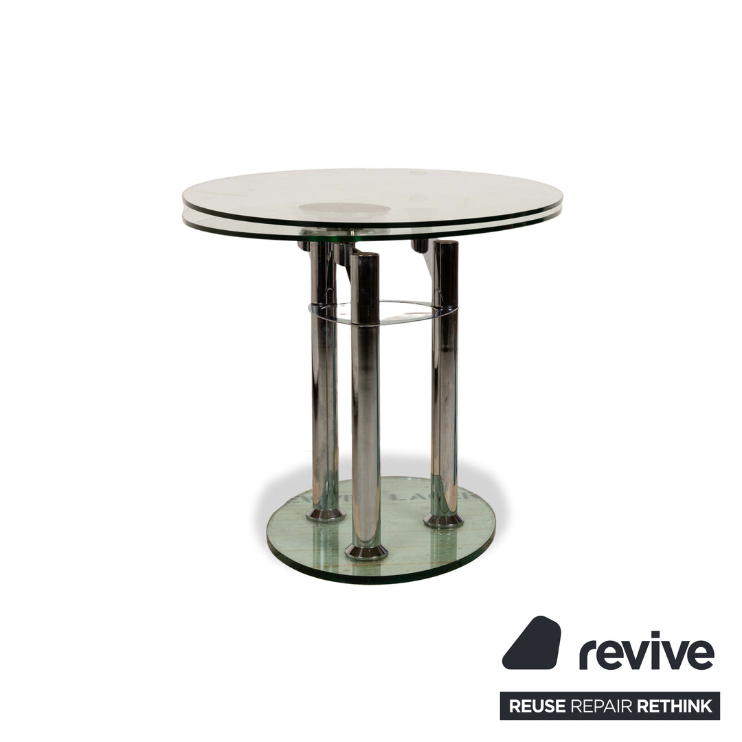 Draenert Table à manger en verre argenté ronde extensible 145 x 92-140 cm