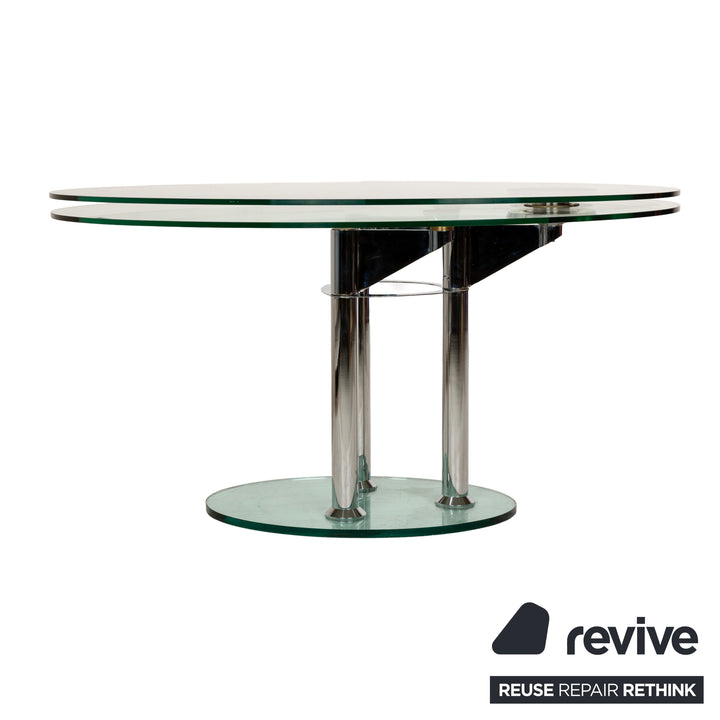 Draenert glass dining table silver round extendable function