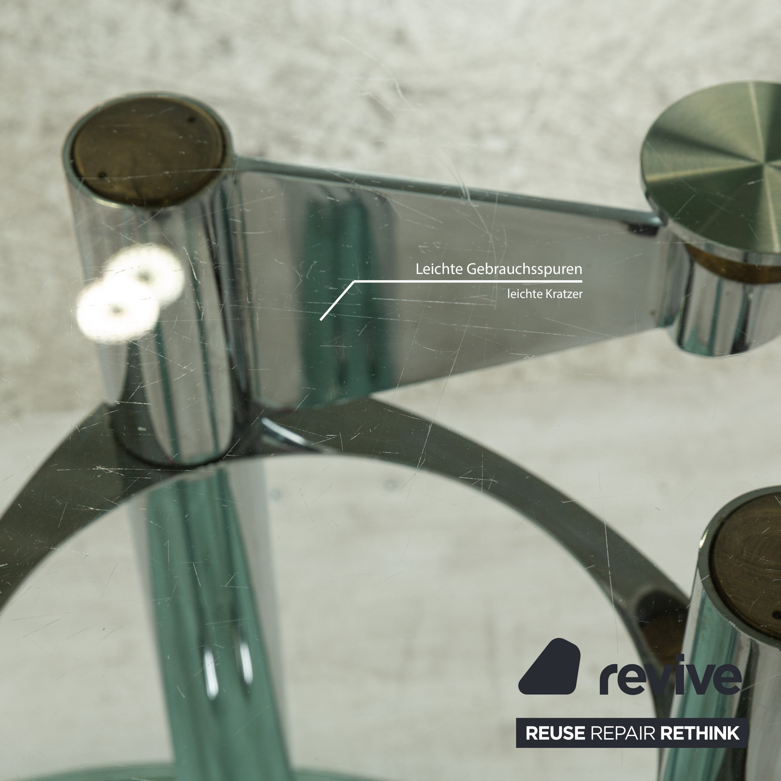 Draenert Glas Esstisch Silber Rund Ausziehfunktion