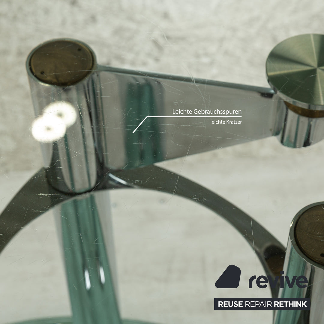 Draenert glass dining table silver round extendable function
