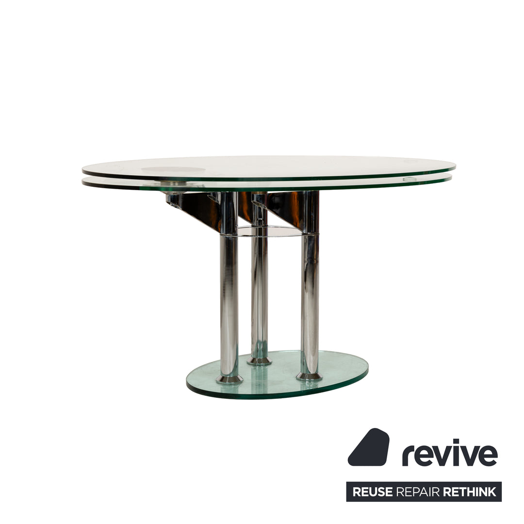 Draenert glass dining table silver round extendable function