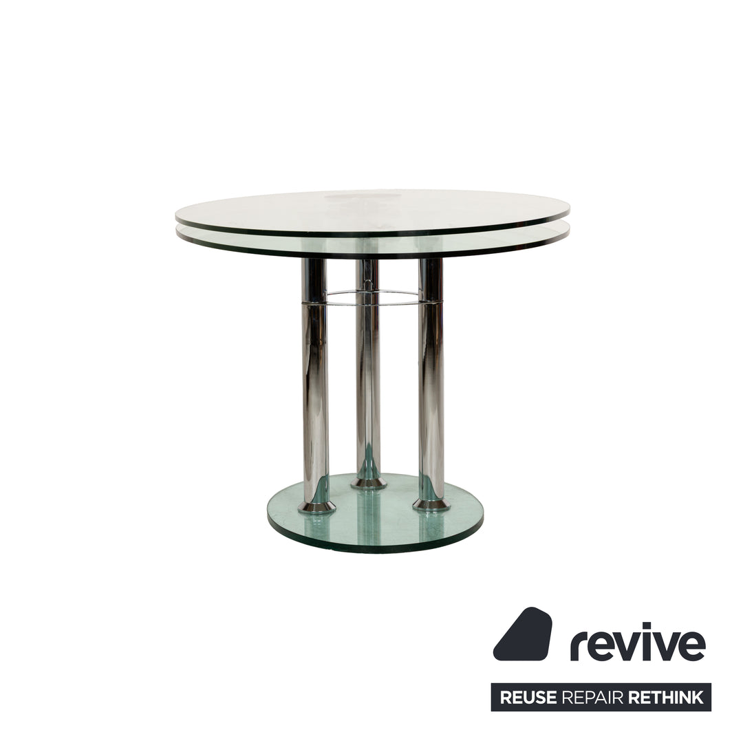 Draenert glass dining table silver round extendable function