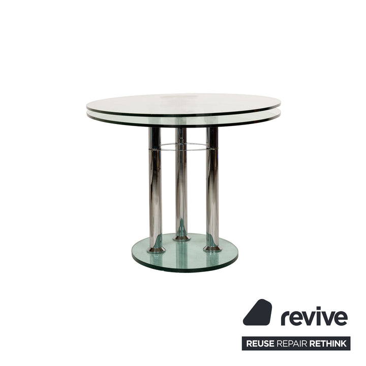 Draenert glass dining table silver round extendable function