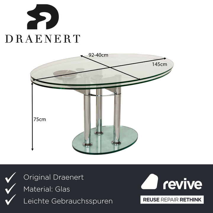 Draenert glass dining table silver round extendable function