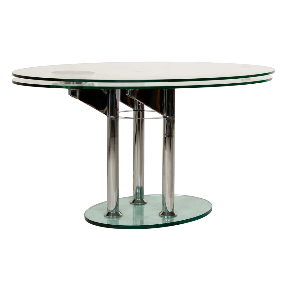 Draenert glass dining table silver round extendable function