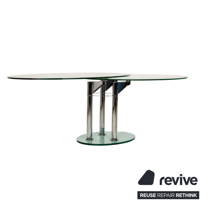 Draenert glass dining table silver round extendable function