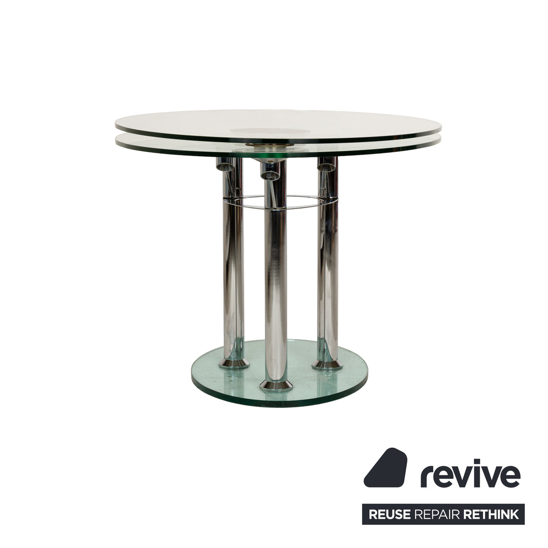 Draenert glass dining table silver round extendable function