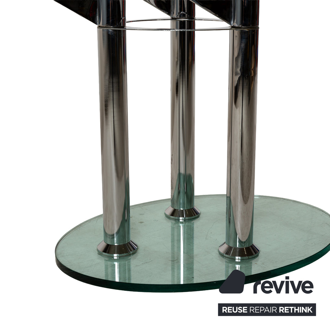Draenert glass dining table silver round extendable function