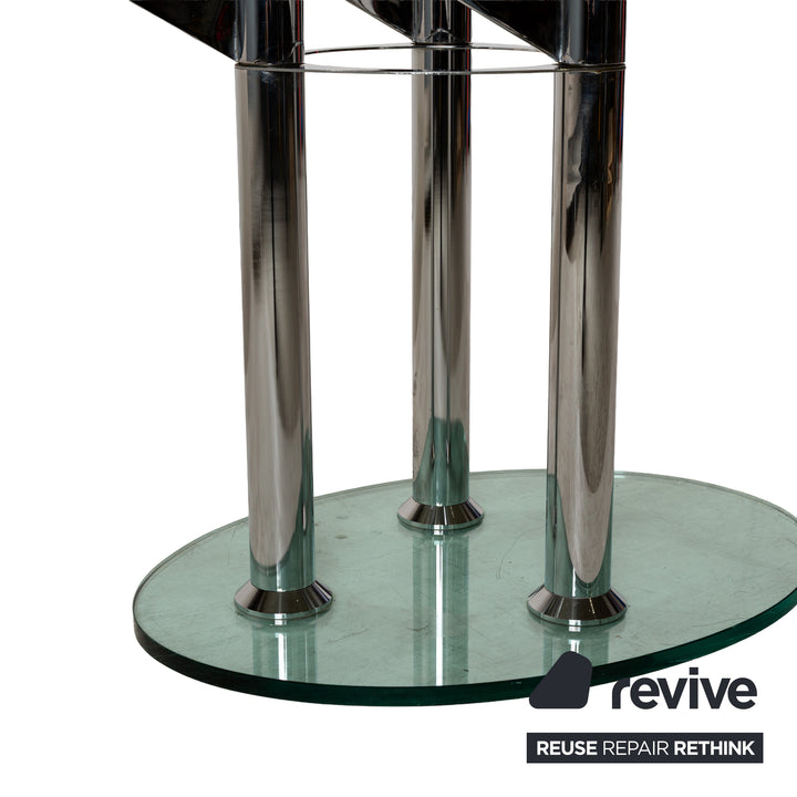 Draenert glass dining table silver round extendable function