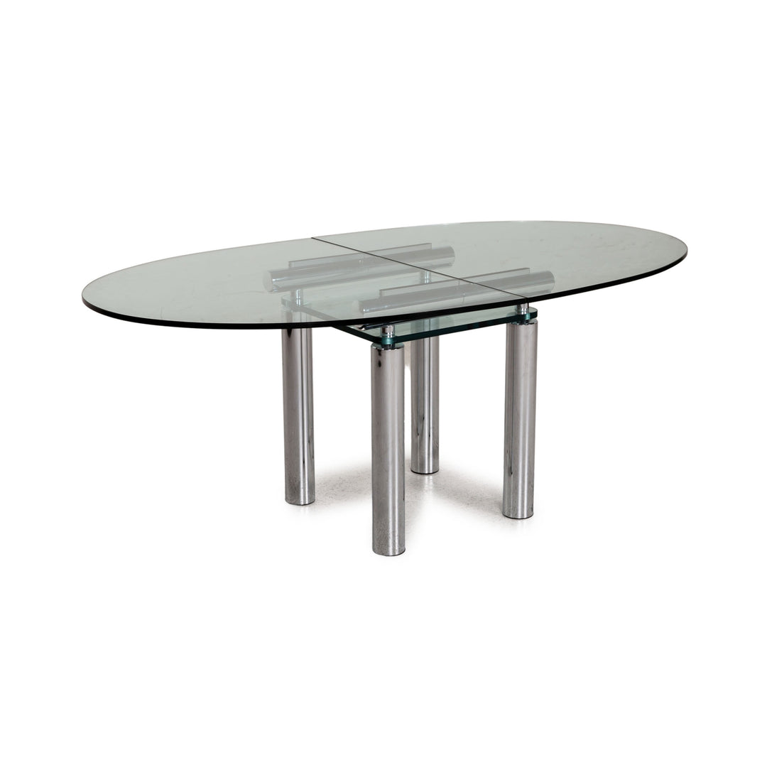 Draenert Glas Tisch Esstisch Chrom Silber Grau