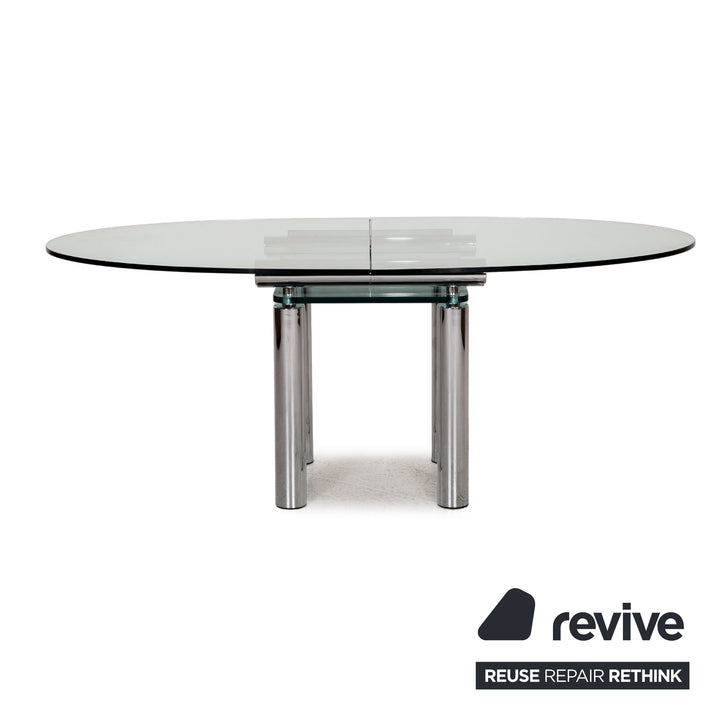 Draenert Glas Tisch Esstisch Chrom Silber Grau