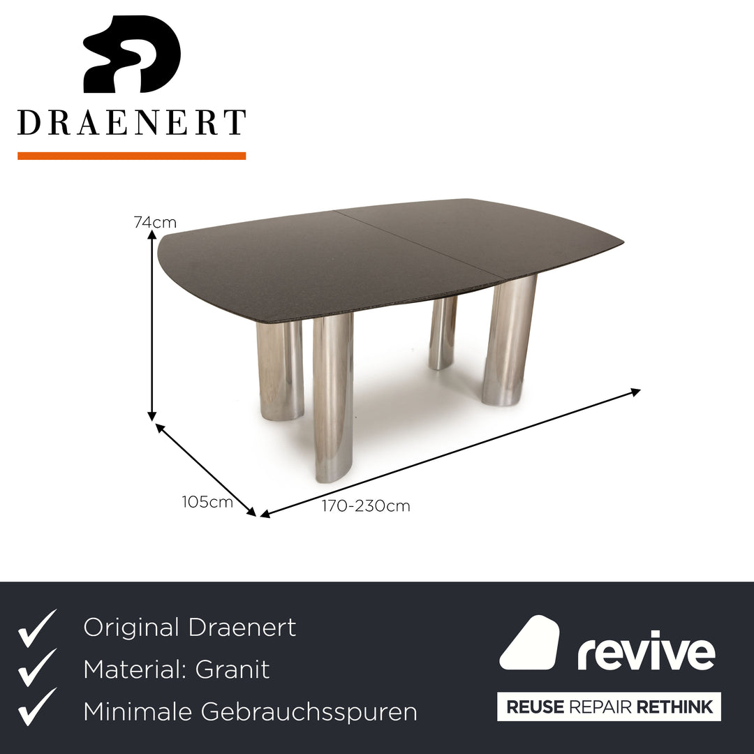 Draenert Granit Esstisch Schwarz Ausziehfunktion 170/230 x 74 x 105