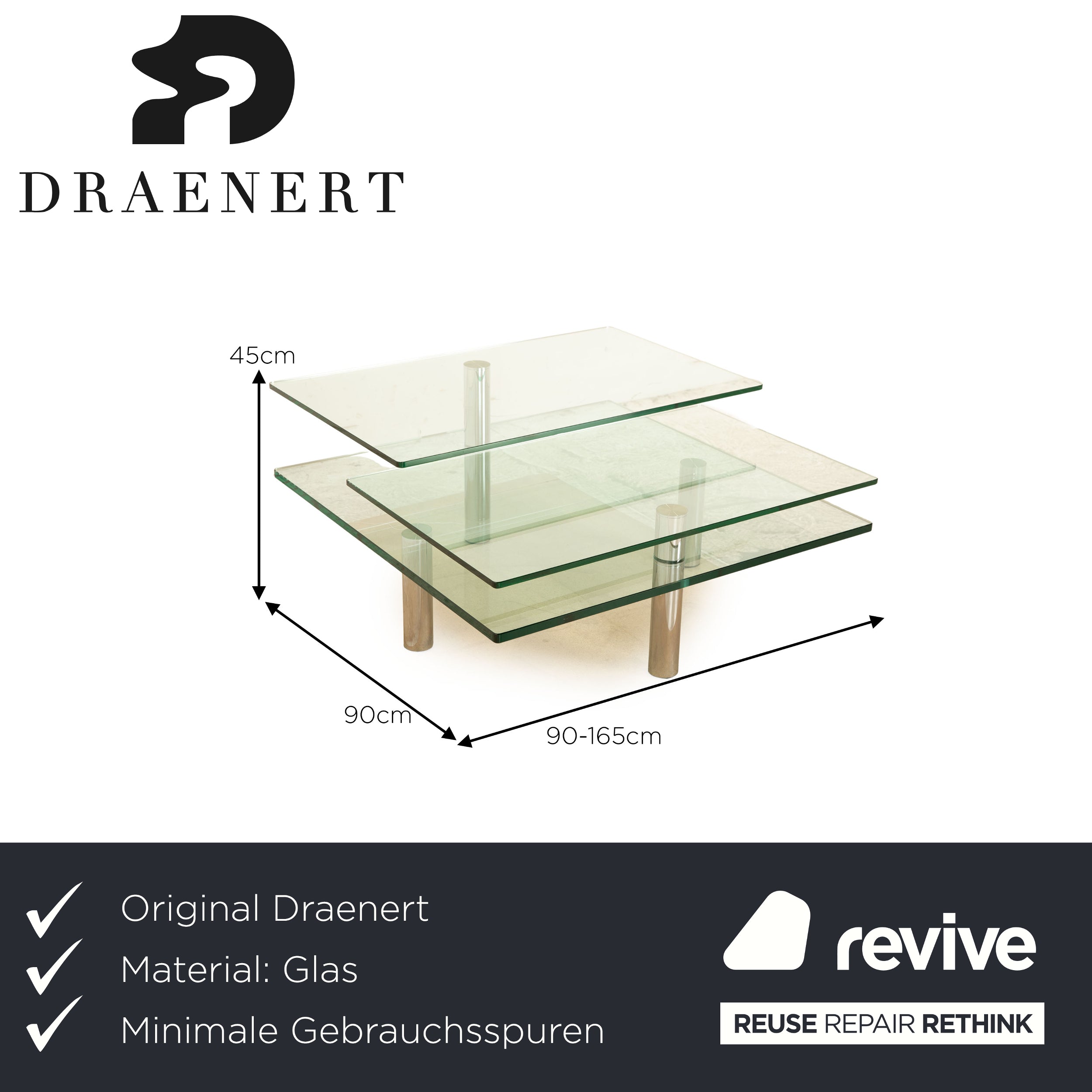 Draenert Imperial glass coffee table silver manual function