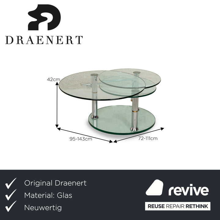 Draenert Intermezzo glass coffee table silver manual function 95/143 x 72/111 x 42 cm