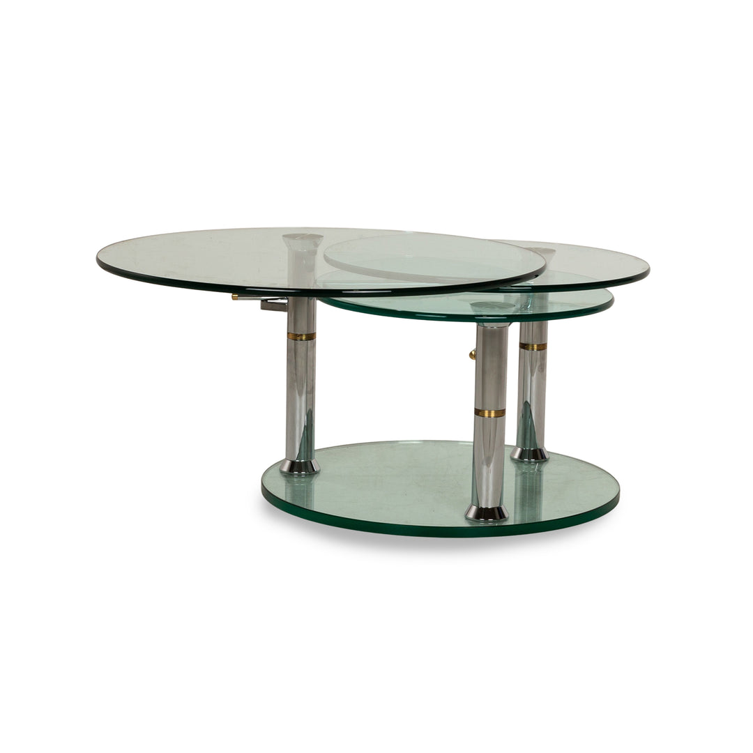 Draenert Intermezzo glass coffee table silver manual function 95/143 x 72/111 x 42 cm