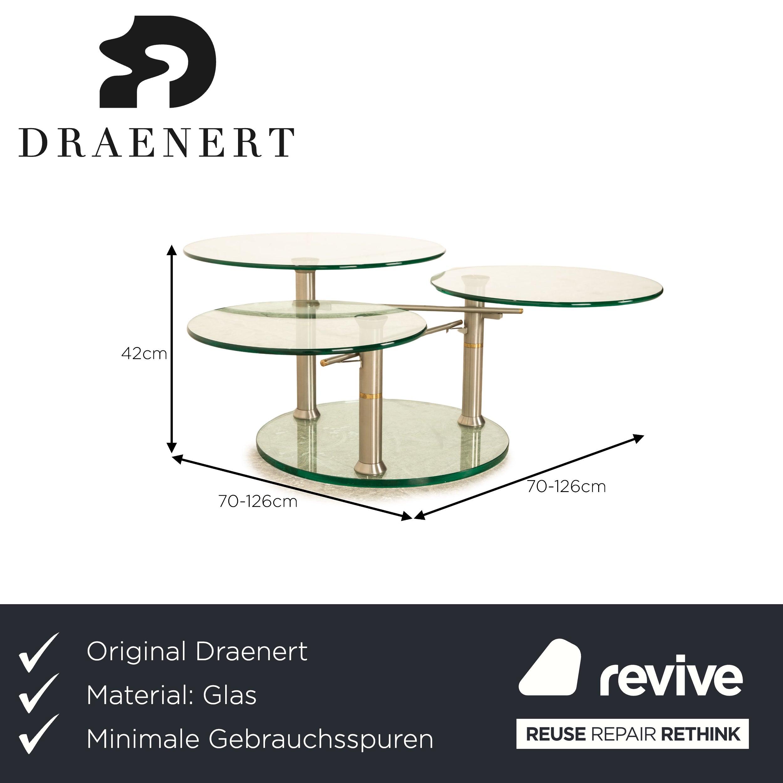 Draenert Intermezzo glass coffee table silver manual function