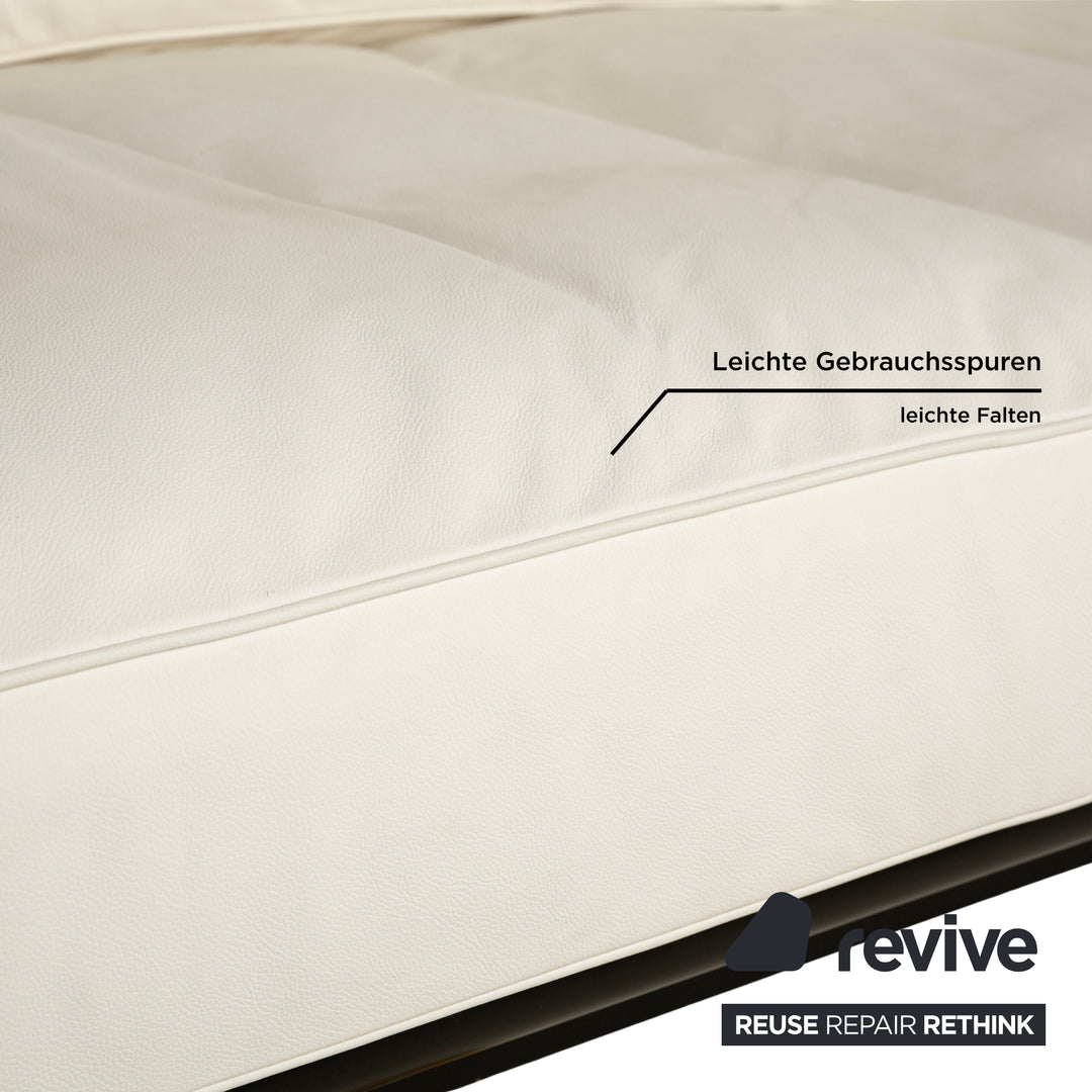 Draenert Leder Liege Creme Weiß Sofa Schwarz Gold Couch manuelle Funktion