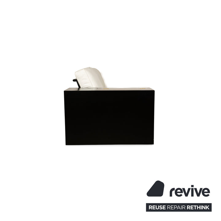 Draenert Leder Liege Creme Weiß Sofa Schwarz Gold Couch manuelle Funktion