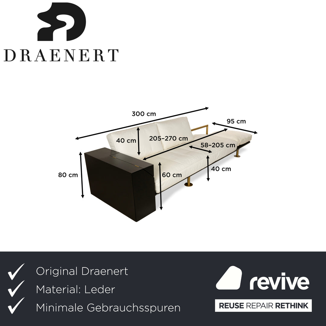 Draenert Leder Liege Creme Weiß Sofa Schwarz Gold Couch manuelle Funktion