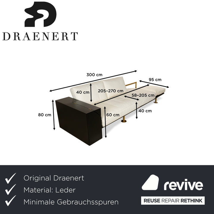Draenert Leder Liege Creme Weiß Sofa Schwarz Gold Couch manuelle Funktion