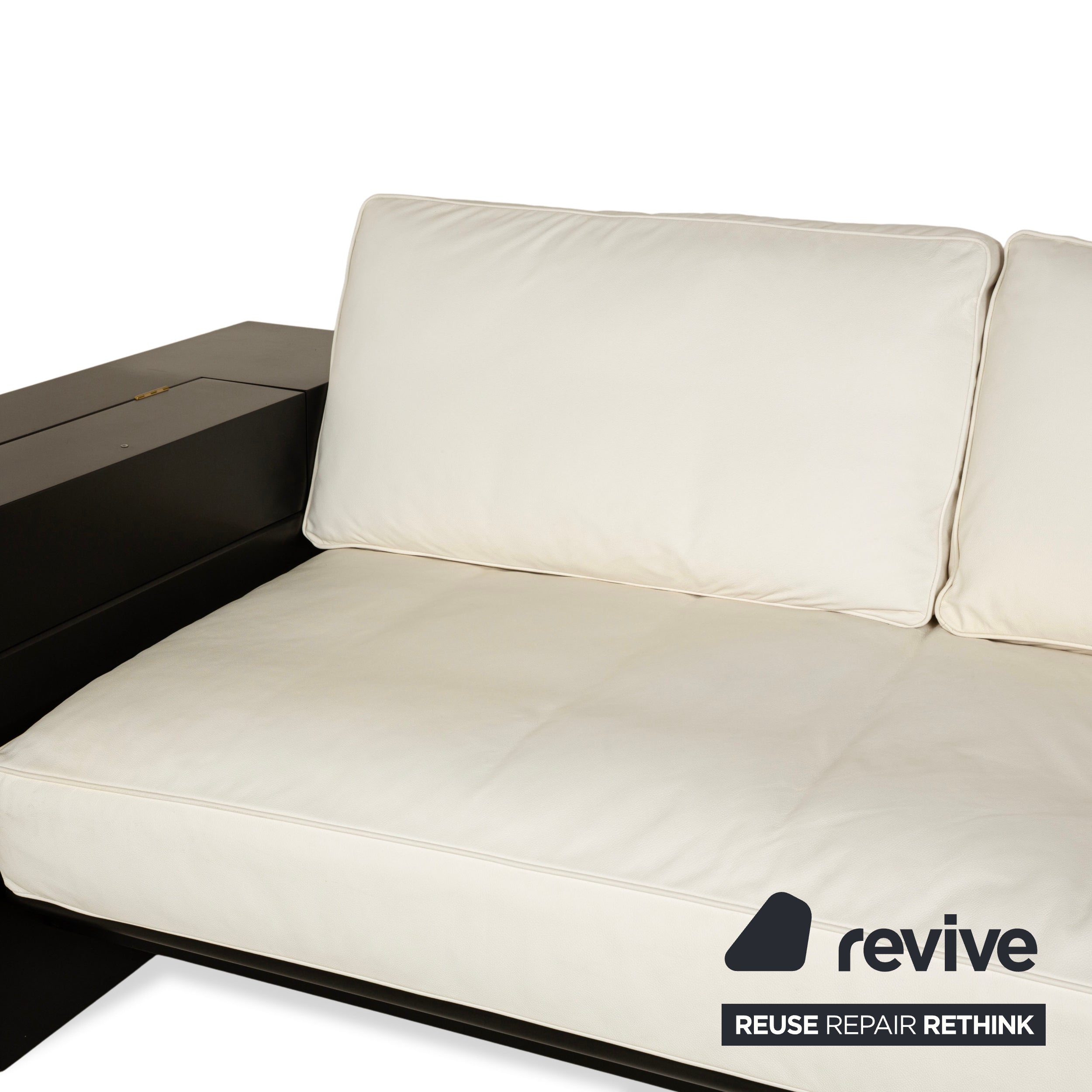 Draenert Leather Lounger Cream White Sofa Black Gold Couch manual function