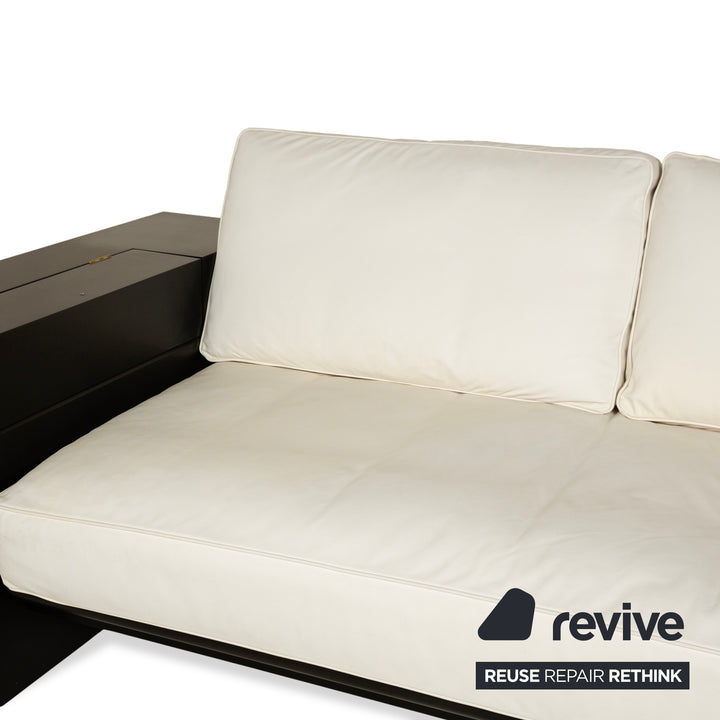 Draenert Leder Liege Creme Weiß Sofa Schwarz Gold Couch manuelle Funktion