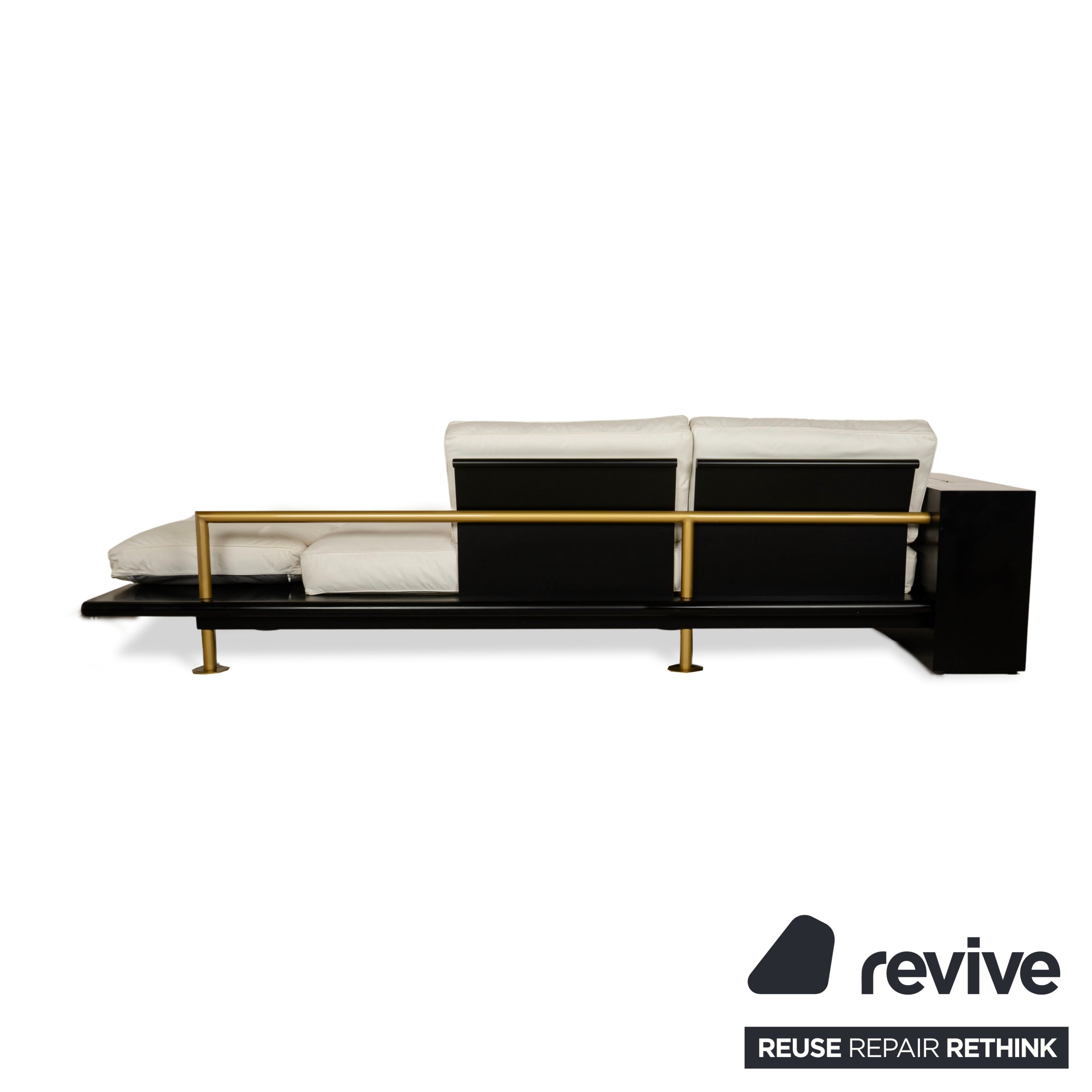 Draenert Leather Lounger Cream White Sofa Black Gold Couch manual function