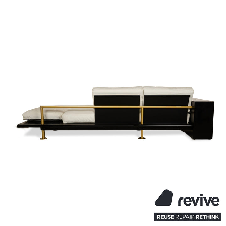 Draenert Leder Liege Creme Weiß Sofa Schwarz Gold Couch manuelle Funktion