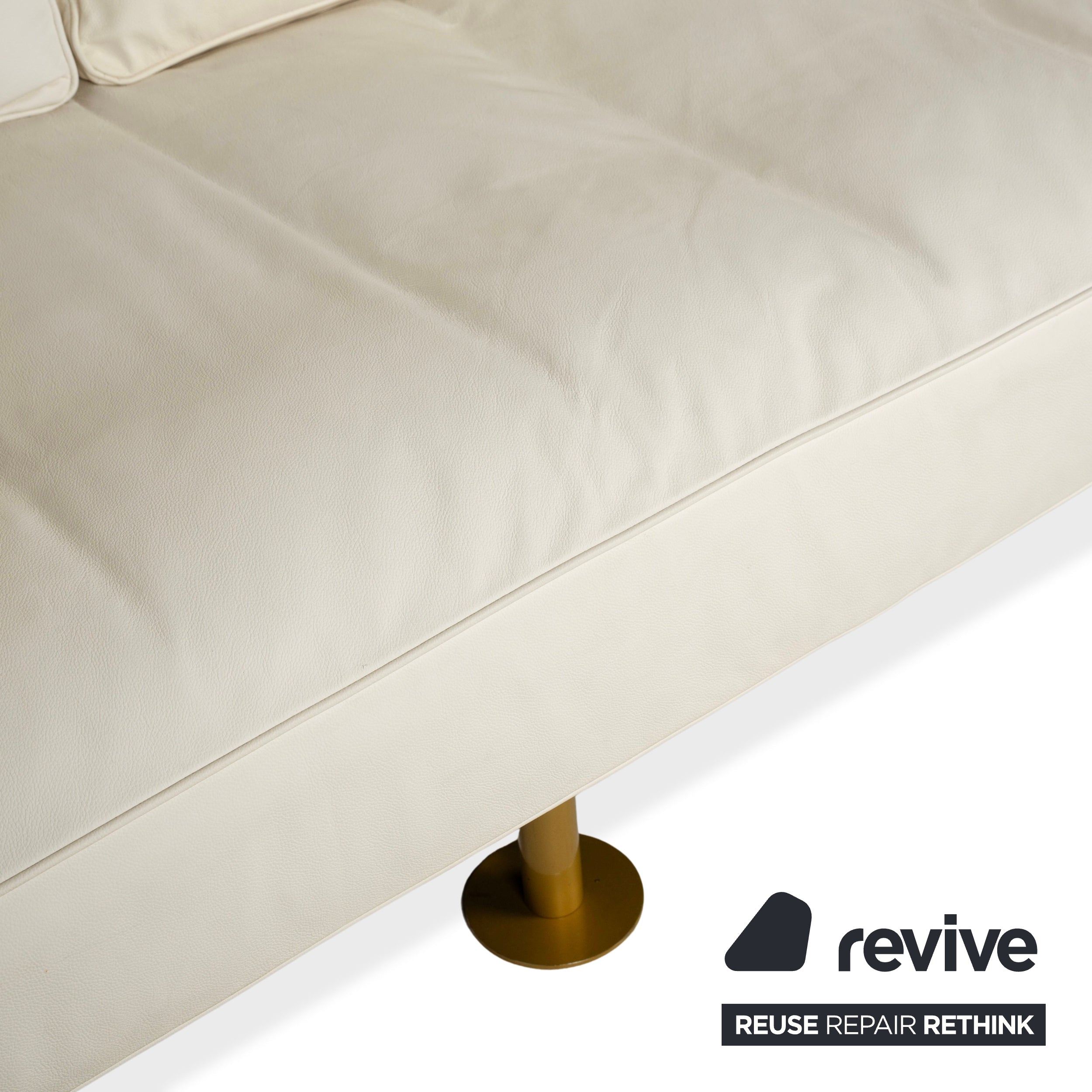 Draenert Leather Lounger Cream White Sofa Black Gold Couch manual function