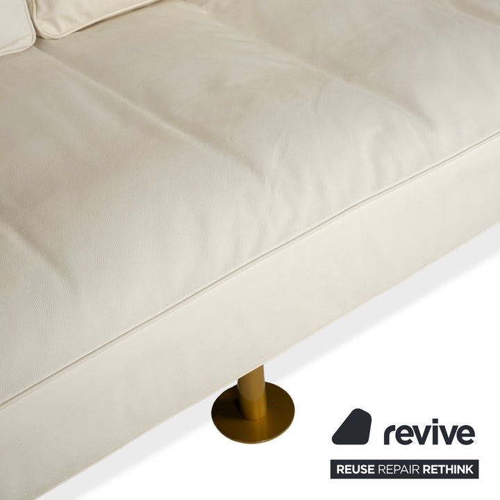 Draenert Leder Liege Creme Weiß Sofa Schwarz Gold Couch manuelle Funktion