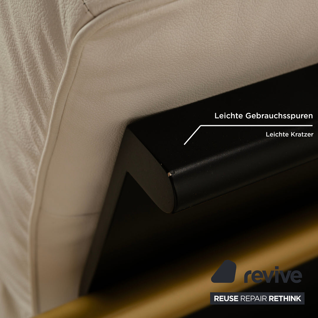 Draenert Leder Liege Creme Weiß Sofa Schwarz Gold Couch manuelle Funktion