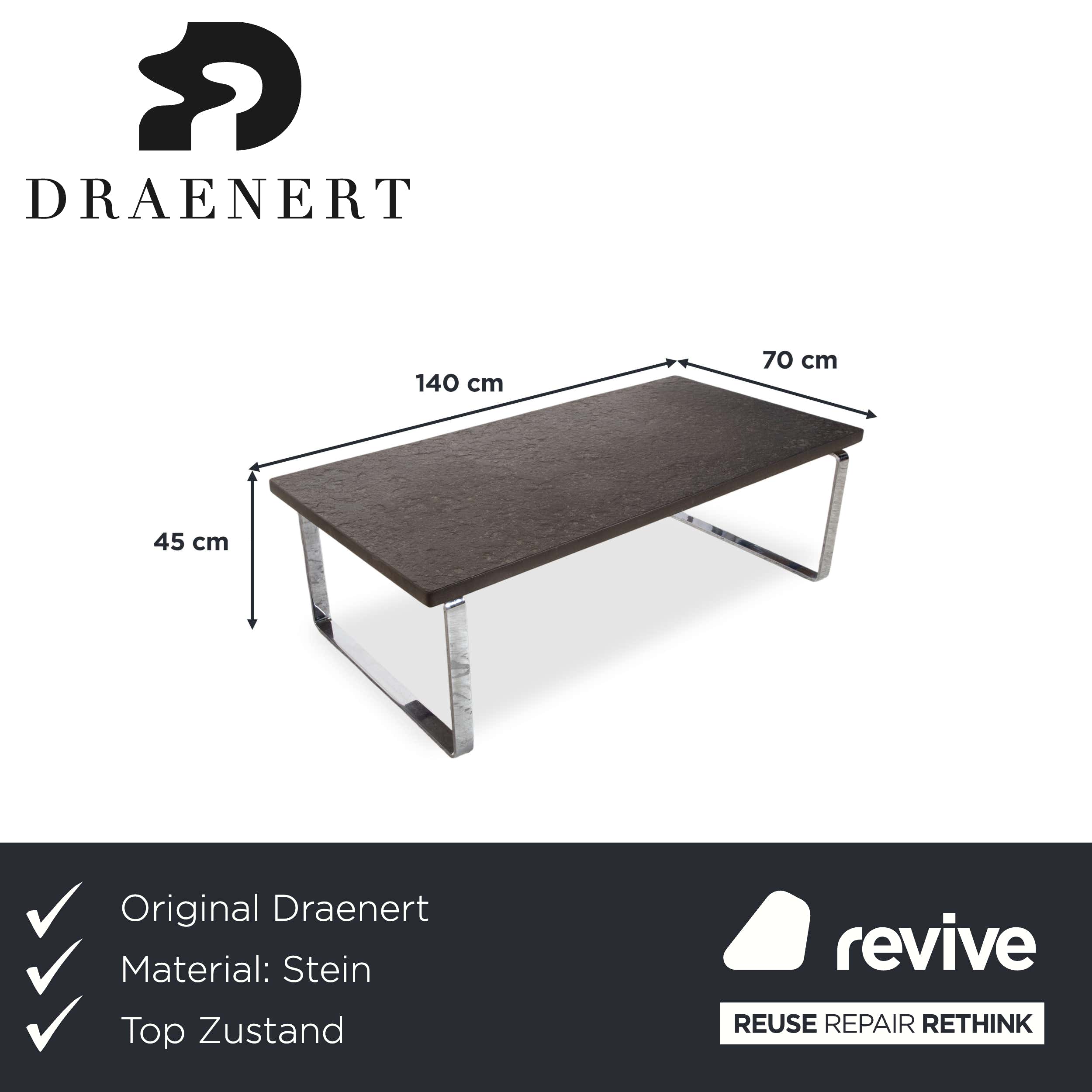 Draenert Primus Stone Coffee Table Chrome