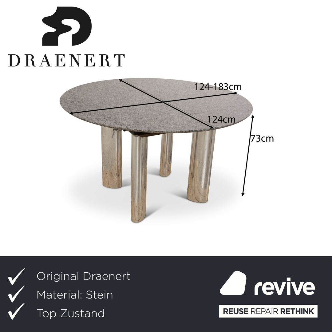 Table à manger en pierre Draenert grise extensible 124/183 x 73 x 124