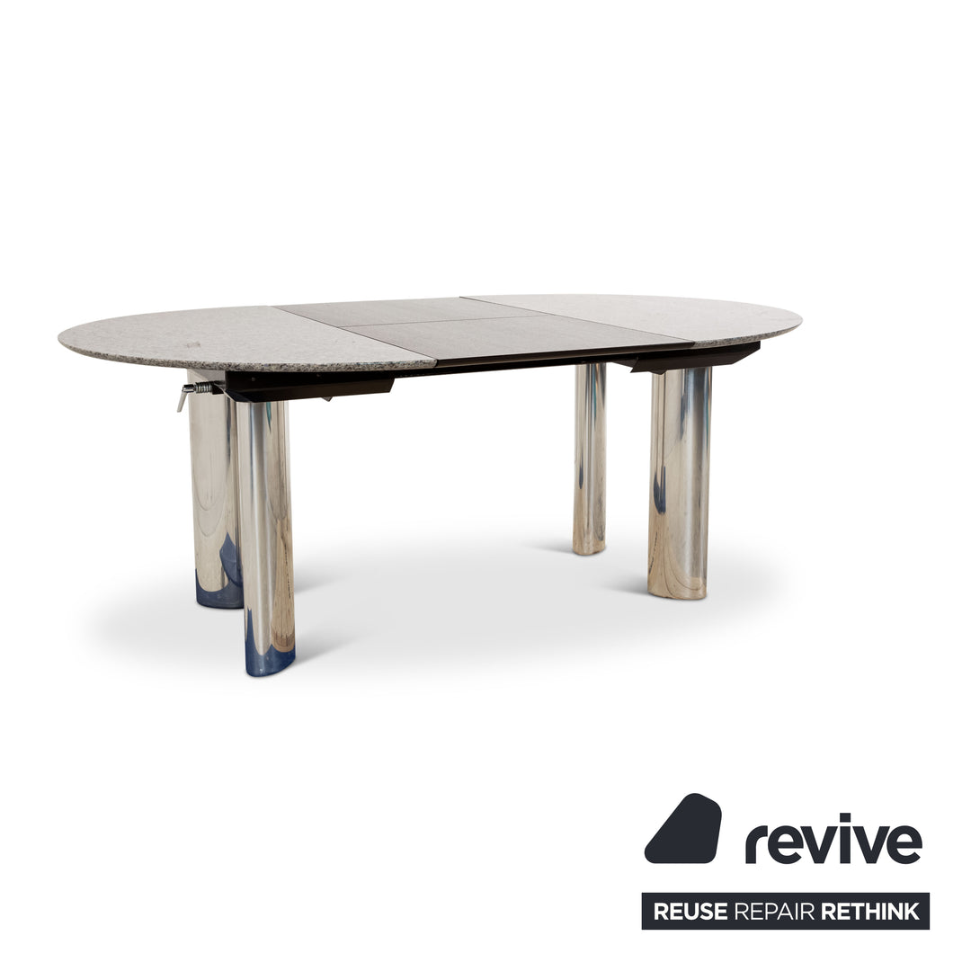 Table à manger en pierre Draenert grise extensible 124/183 x 73 x 124