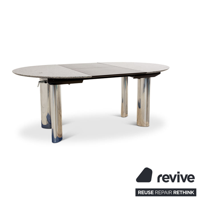 Table à manger en pierre Draenert grise extensible 124/183 x 73 x 124